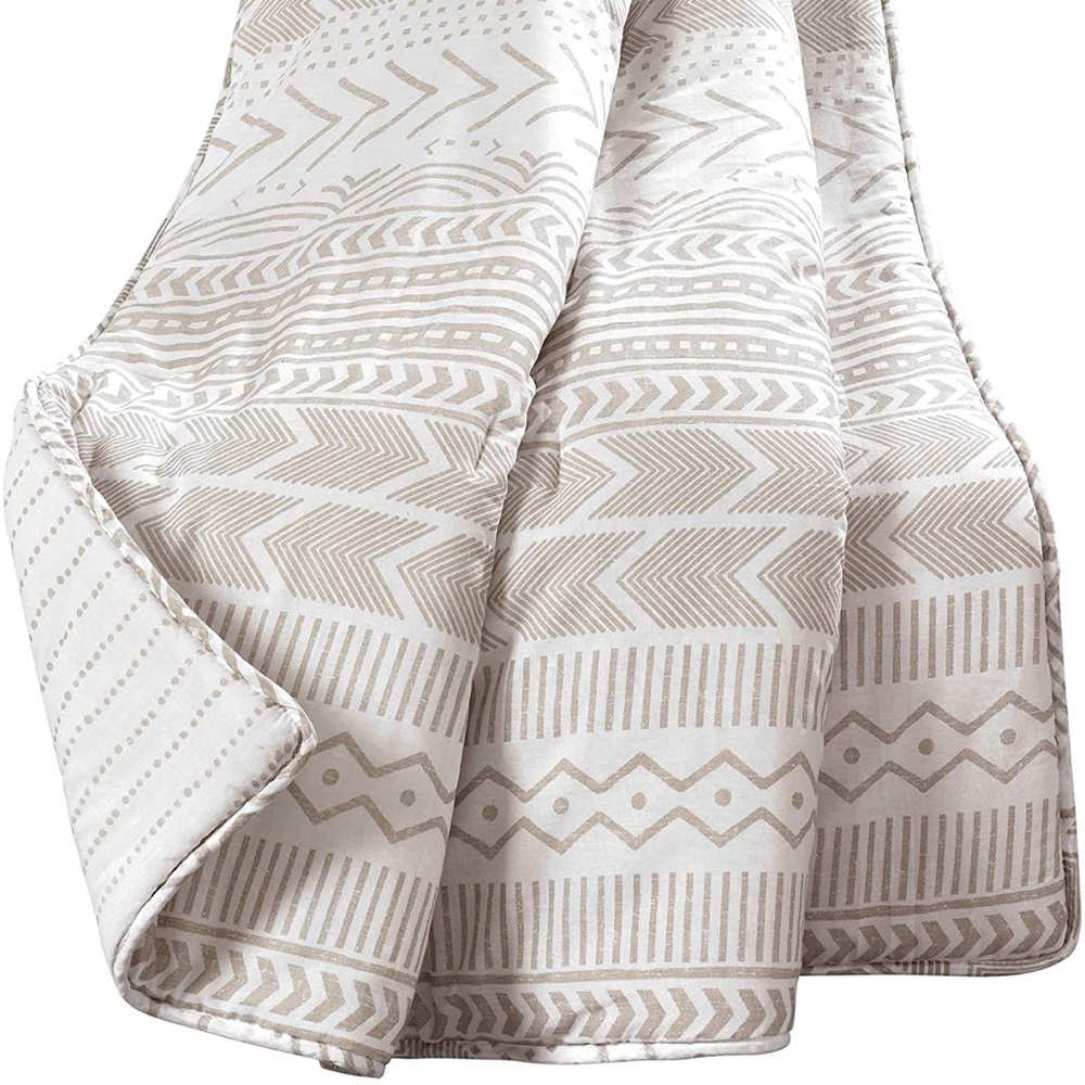 Lush Decor Hygge Geo Throw Blanket, Taupe & White